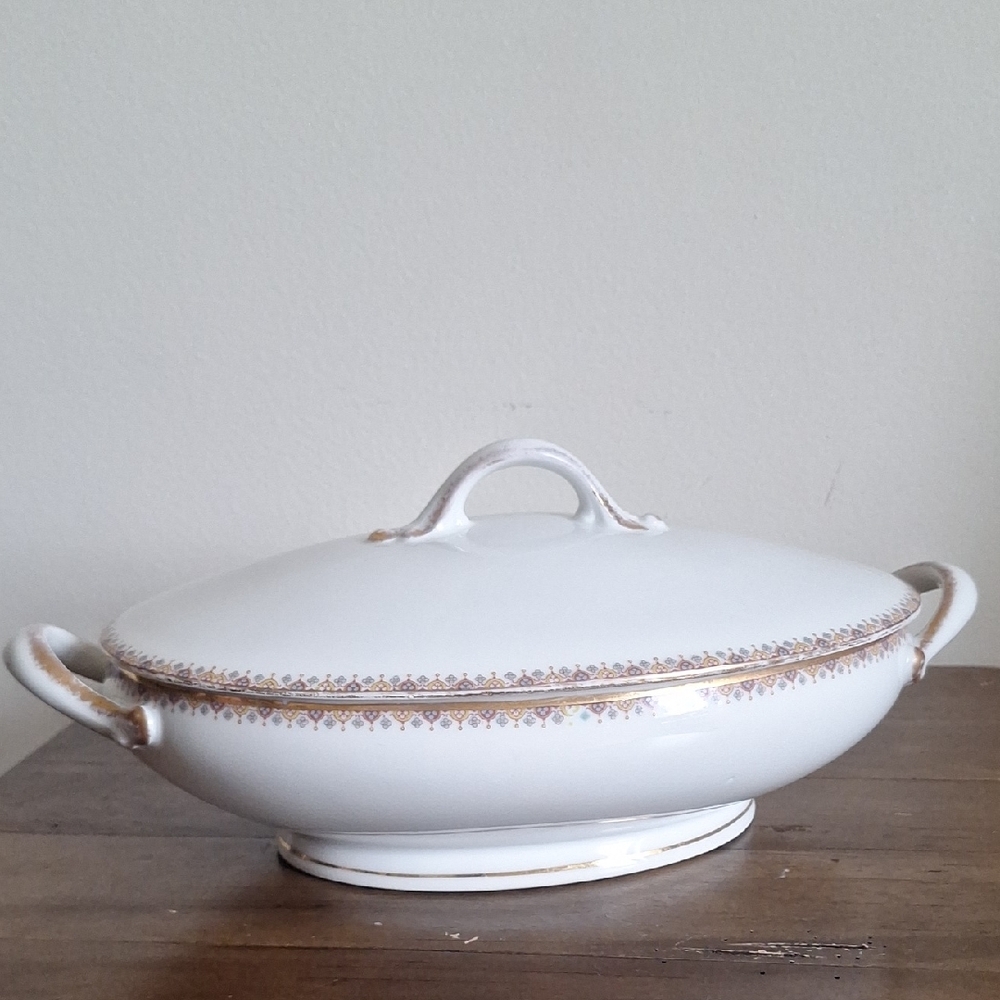 Vintage Vignaud Limoges "The Meuse" Porcelain Lidded Casserole Dish